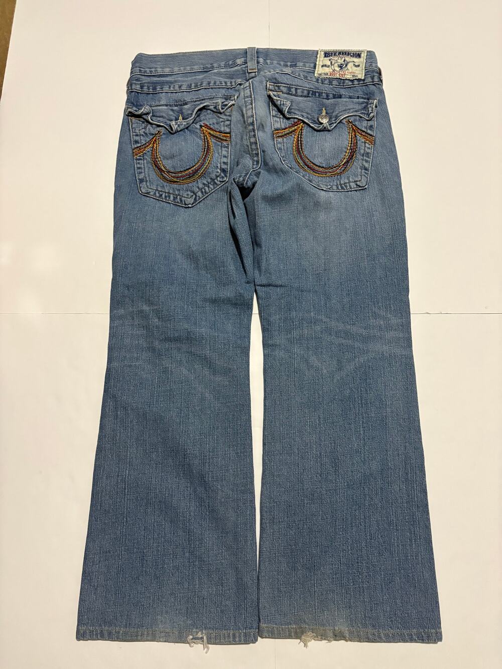 True Religion USA Joey Bootcut Jeans 36x30 Light Wash Flap Pocket